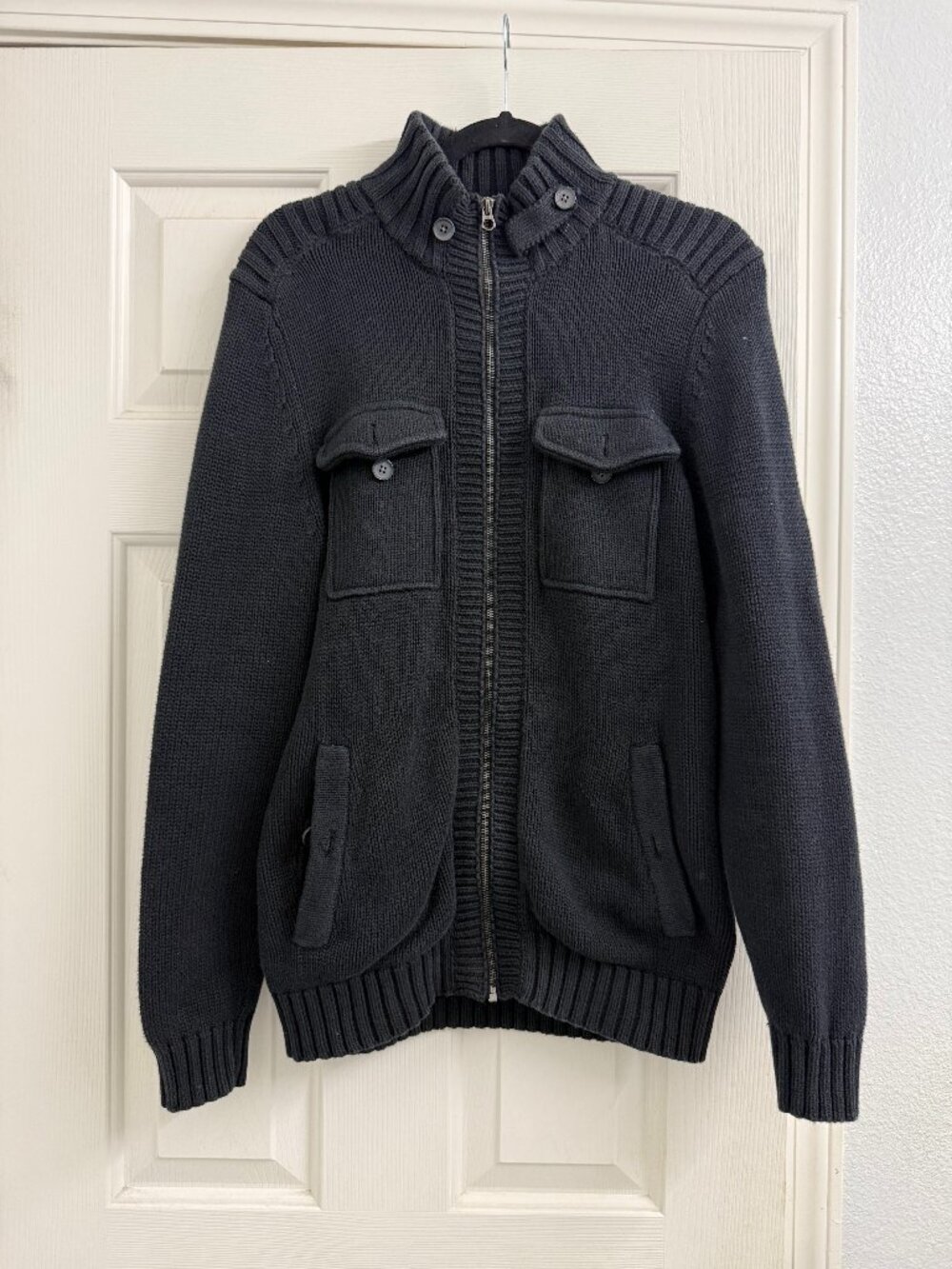 Esprit Clothing Co. Charcoal Knit Zip-Up Cardigan with Pockets
